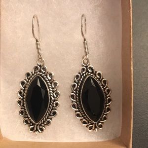 925 Silver Onyx Dangle Earrimgs